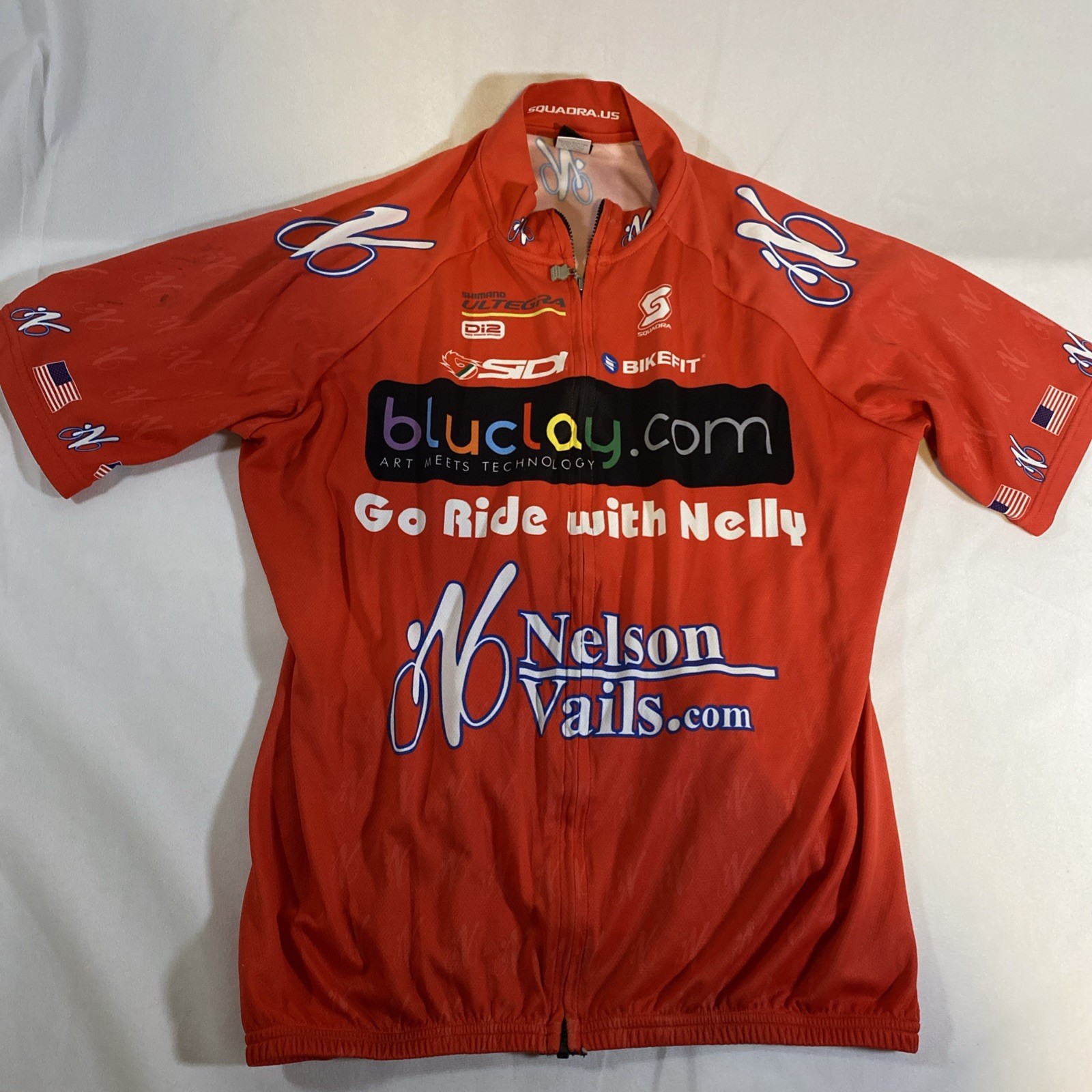 Squadra Mens Premier Cycling Jersey XL Red Full Zip Go Ride With Nelly 1245