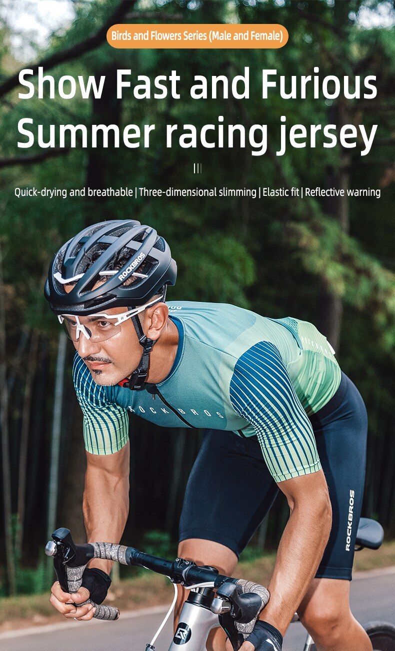 ROCKBROS Men’s Cycling Jersey MTB Road Bike Short Sleeve T-shirt Summer Clothes