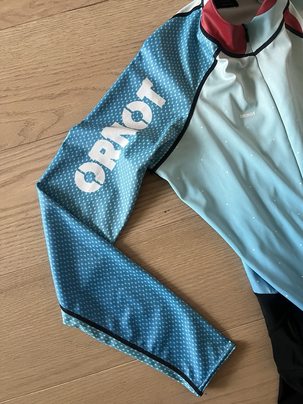 Ornot Orion Pro Cycling Skinsuit Race Bib RARE Blue Red Dots Men’s Small S EXC