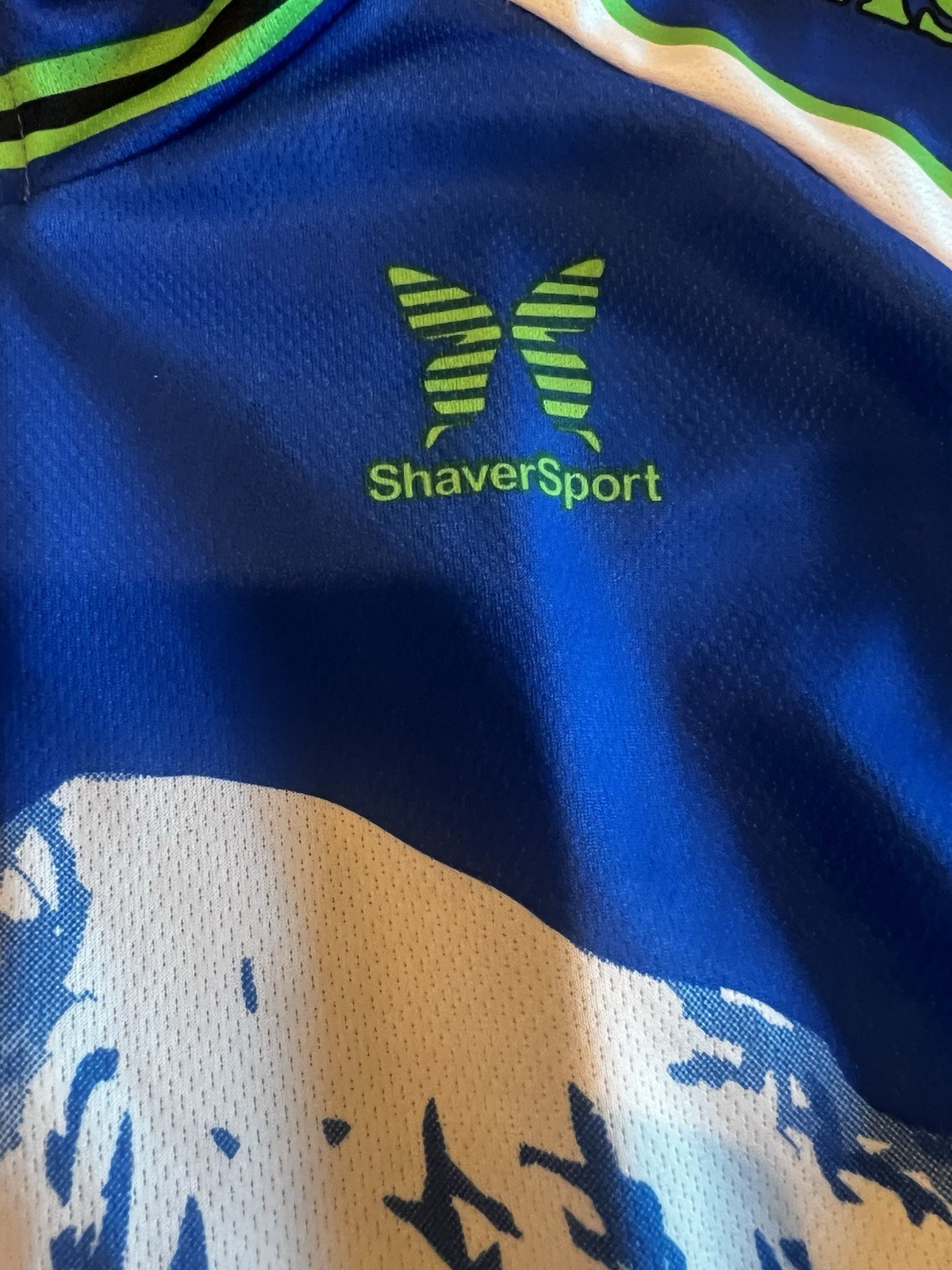 Mt Rainier Washington Cycling Jersey Large ShaverSport Full Zip Bike Shirt Blue