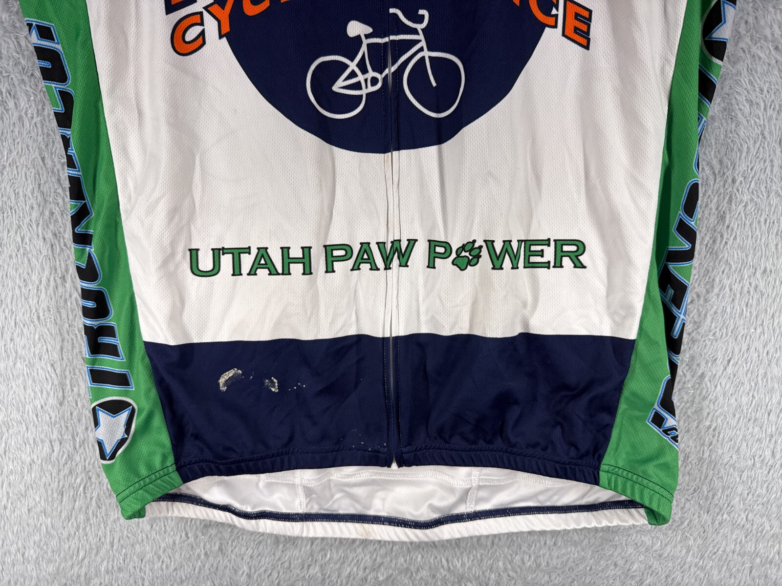Champsys Cycling Jersey Adult 2XL XXL Green Orange Full Zip Racers Cycle Service