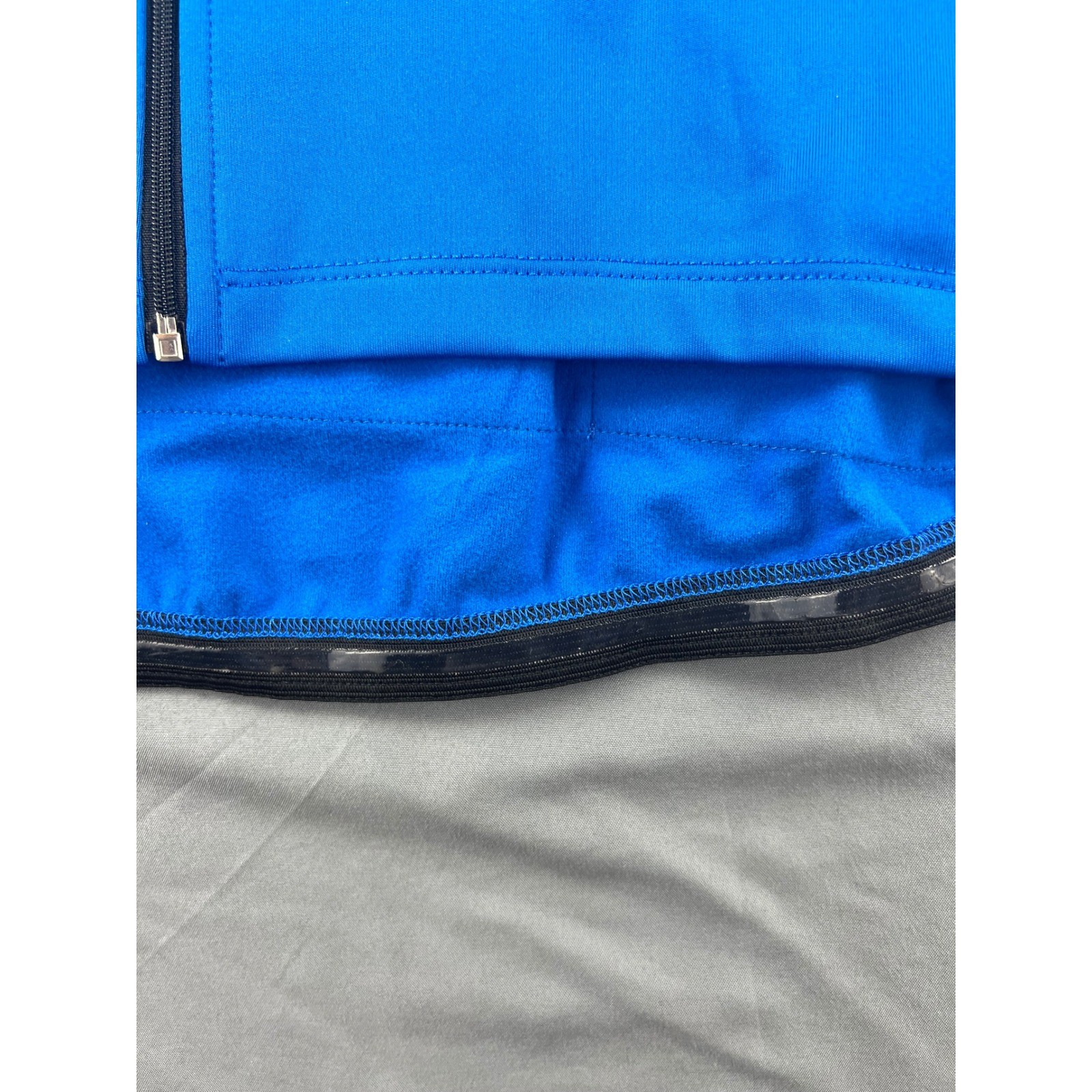 No Back Cycling Jersey Mens XXL Blue Long Sleeve Full Zip Mock Neck NWT