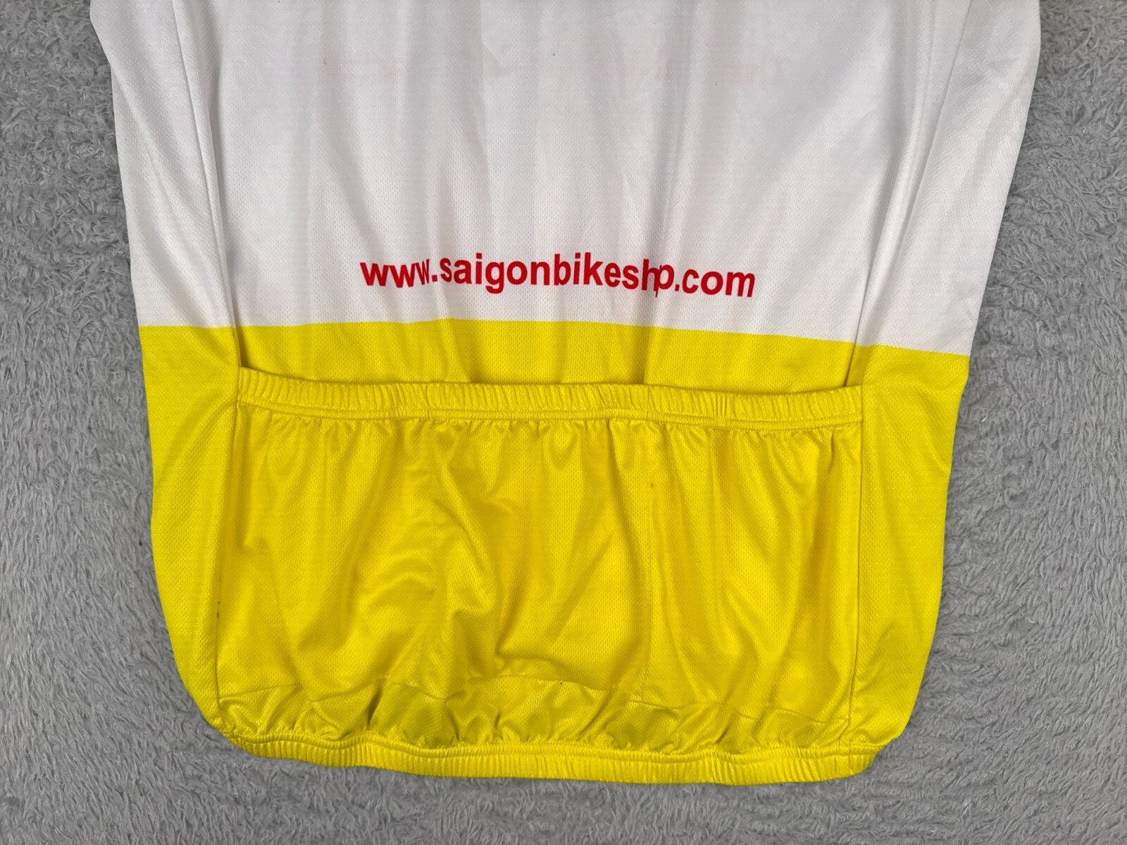 Vietnam Backroads Cycling Jersey Mens Large Yellow White Full Zip Saigon Bike