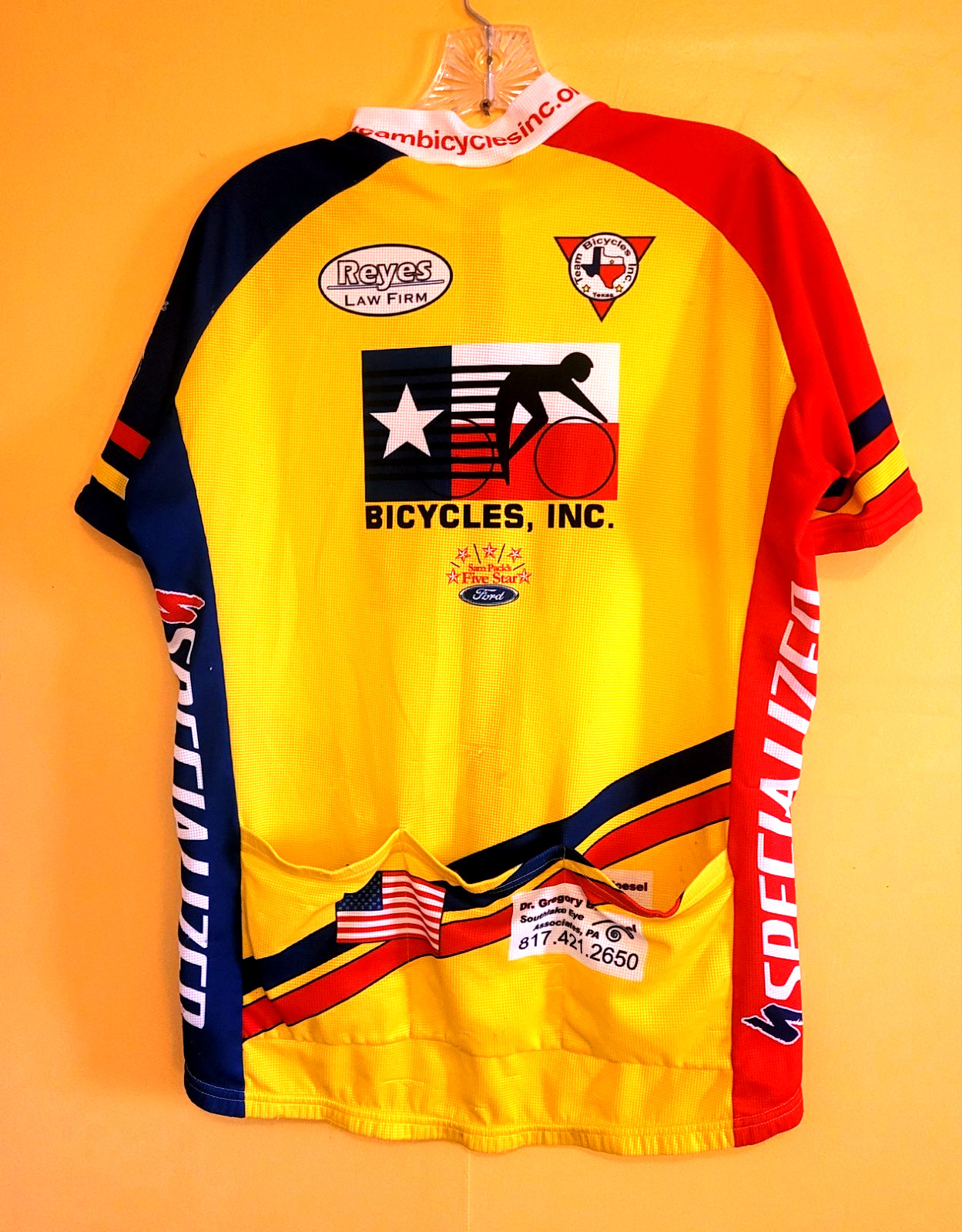 Bicycles Inc Texas Cycling Jersey Full Zip XL Rear Pockets Free Shipping