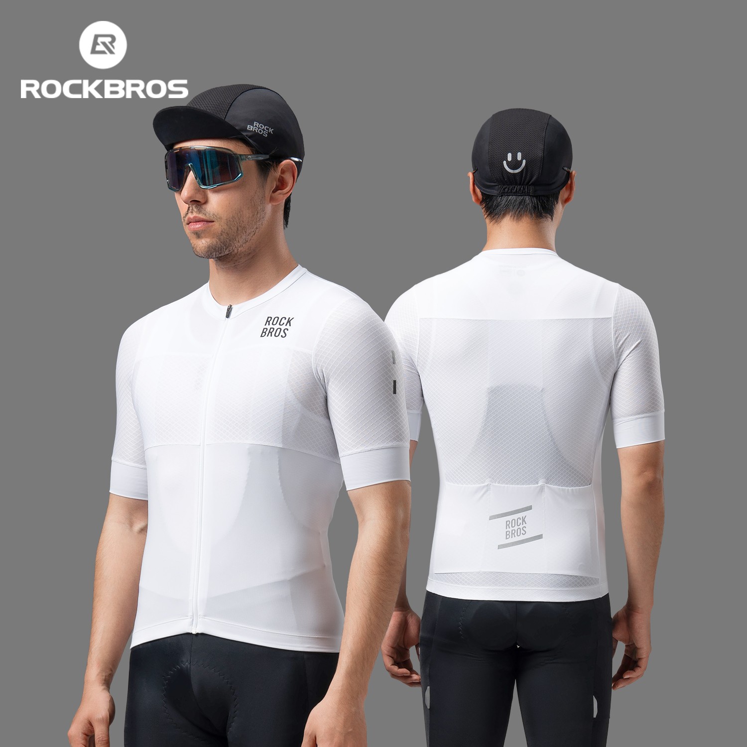 ROCKBROS Men’s Cycling Breathable Short-Sleeve Jersey 3 Pockets Bicycle Jacket