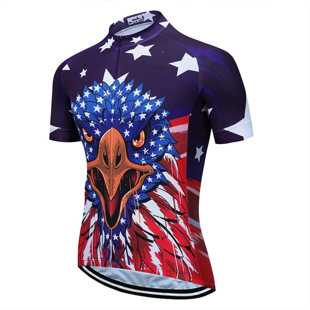 Men’s Zipper Pocket Cycling Jersey Short Sleeve Pro MTB Road Bike Jersey Shirt