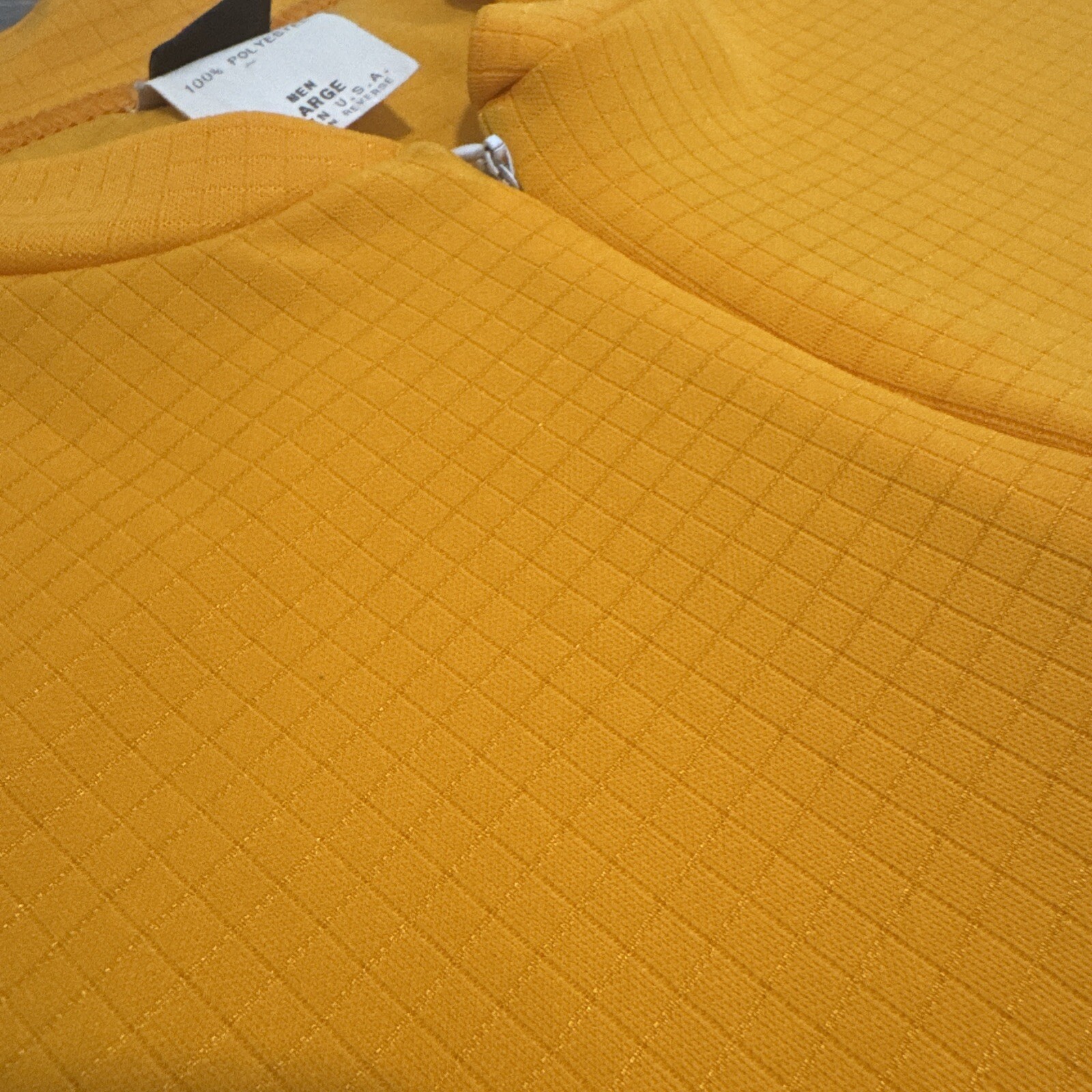REI Cyclist Jersey Mens L Thanksgiving Orange Gold 1/2 Zip Pockets Elastic Waist