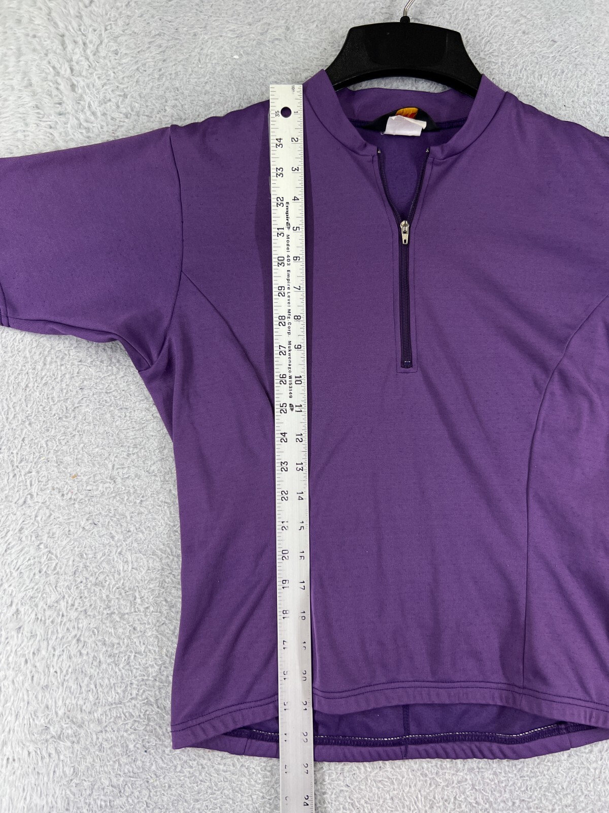 REI Cycling Jersey Womens Medium Purple 1/2 Zip Pockets 100% Polyester Mock Neck