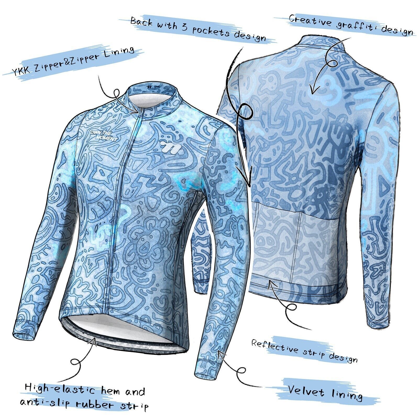Fleece Long Sleeve Cycling Jersey Windproof And Warm Male Bike Cycling Jersey