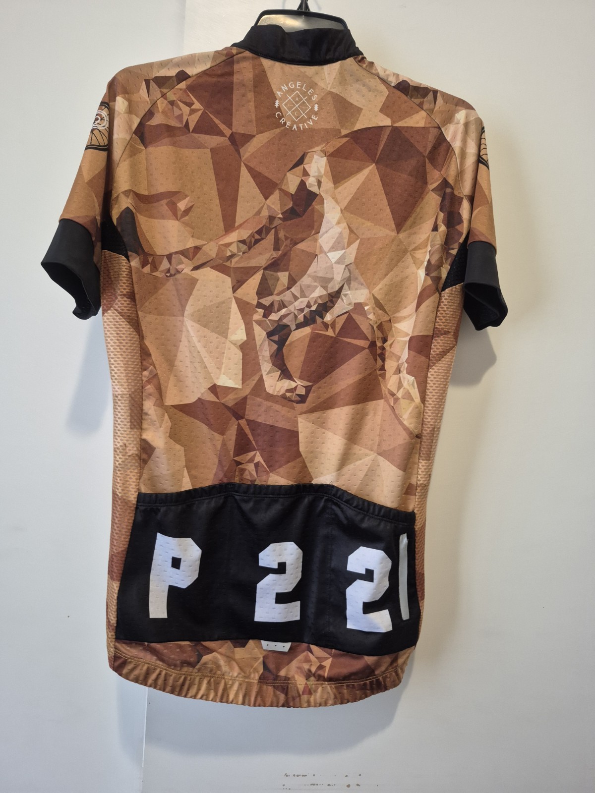 Angeles Creative P22 Full Zip Cycling Jersey Short Sleeve Pockets Brown/Black L