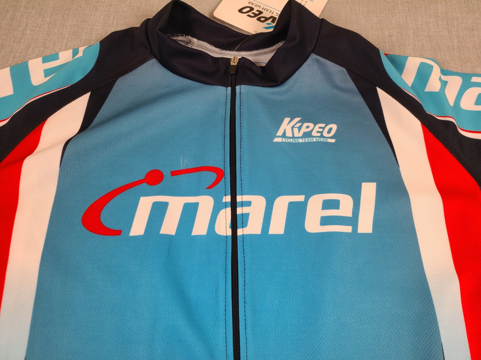 Marel Cycling Team Jersey Mens Large Blue Full Zip Performance Bike Shirt NEW
