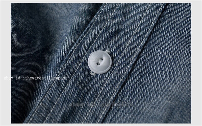 NON STOCK Chambray Short Sleeve Shirt Classic Men’s Regular Fit Workshirt Blue