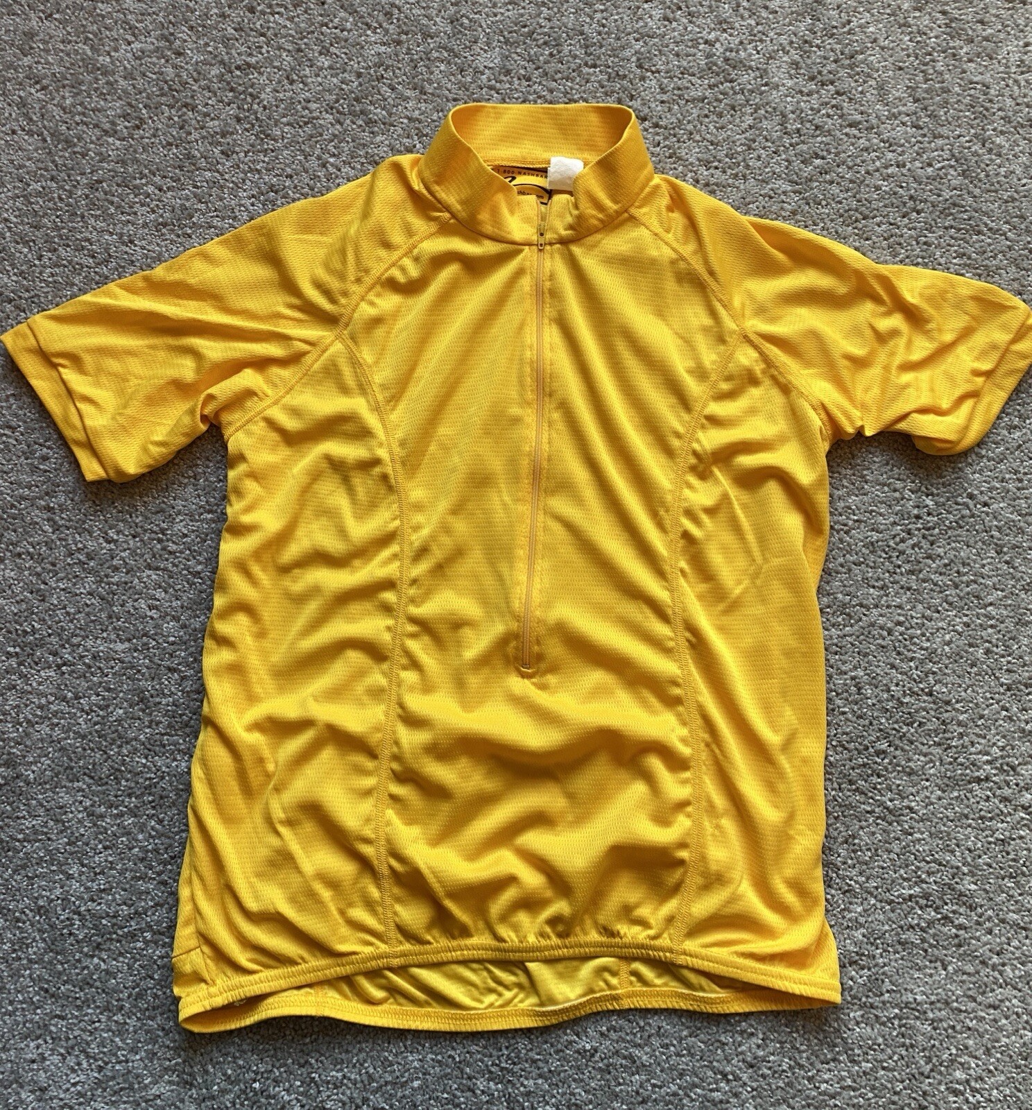 Vintage Nashbar Cycling Jersey Mens Large Yellow Bike 3/4 Zip Back Pockets