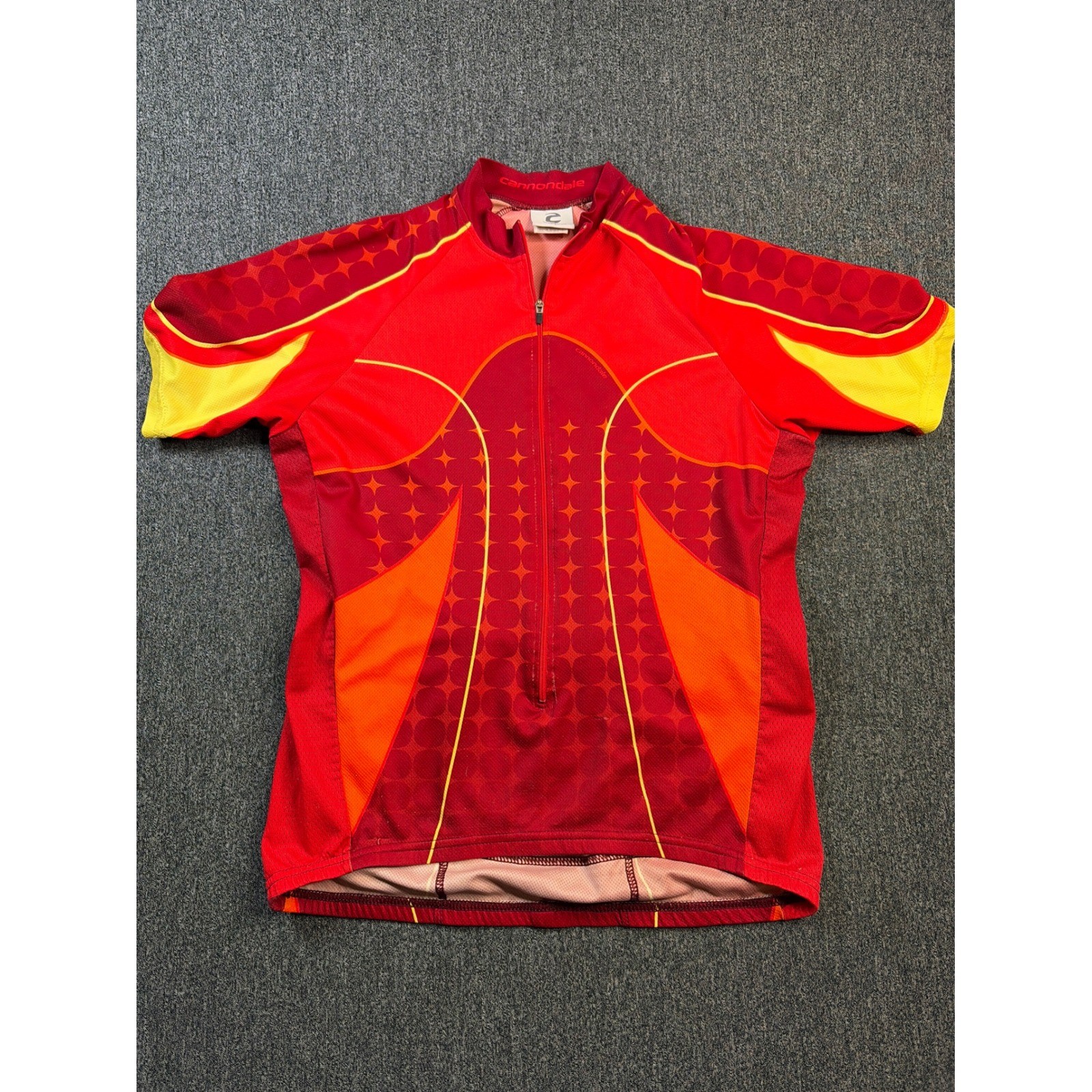 Cannondale Cycling Jersey Mens Large Red Orange Yellow Short Sleeve USA M222