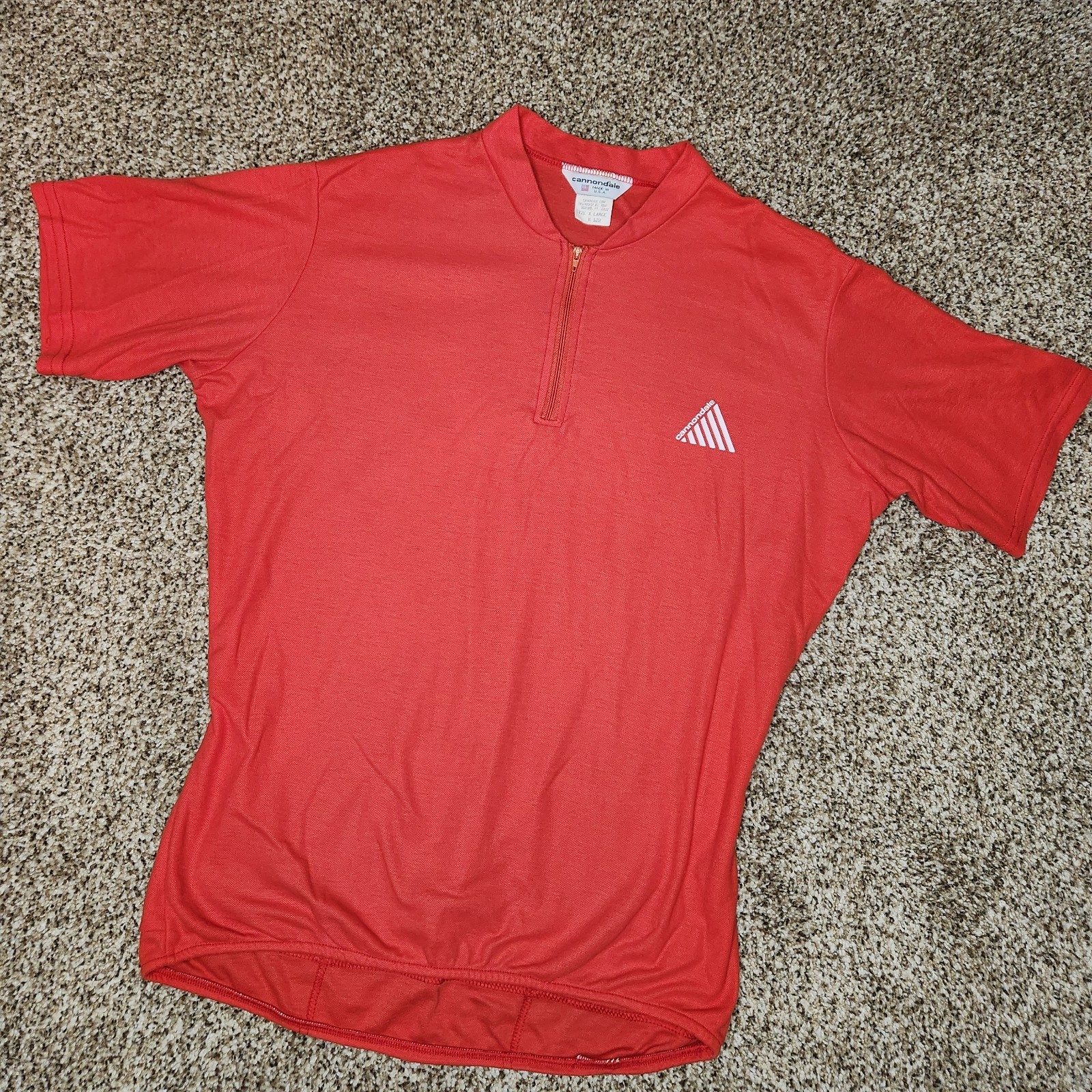 Vtg Cannondale Cycling Red Shirt Jersey Made In USA 50/50 Poly Cotton XL