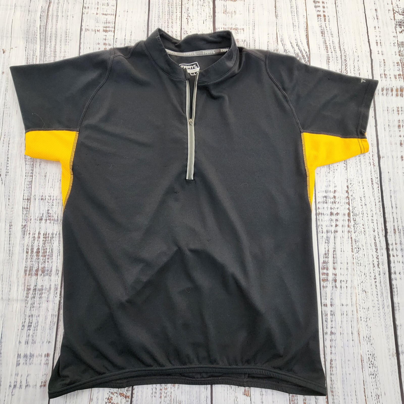Trayl Cycling Black Orange Biking Jersey 1/2 Zip Men’s L