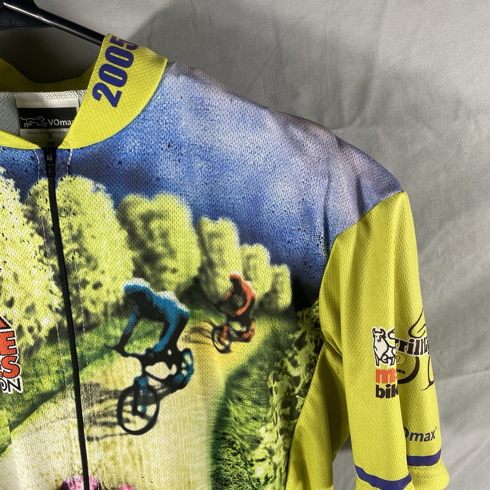 VO Max Cycling Jersey Adult M 3/4 Zip 100% Polyester Yellow 2005 MS OK