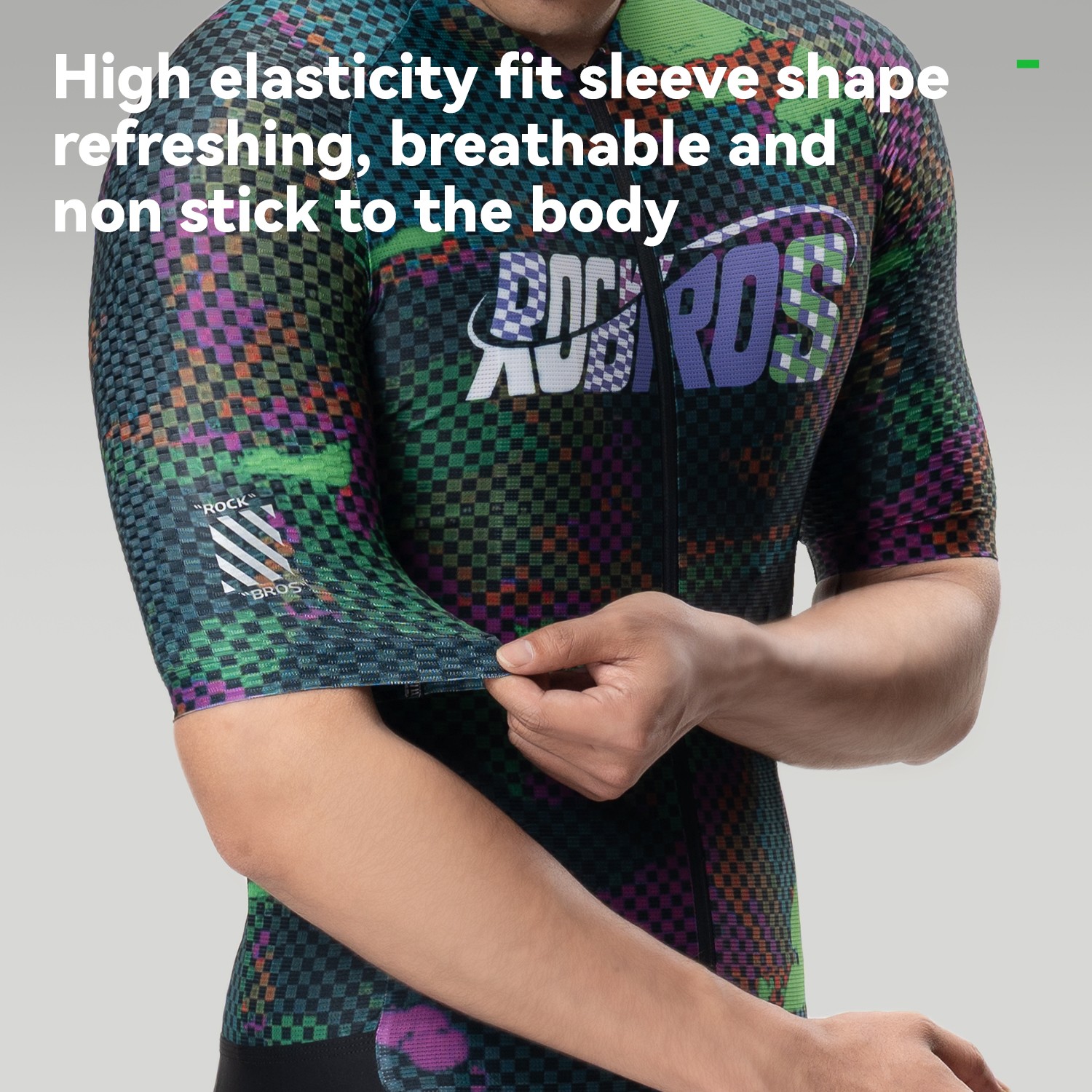 ROCKBROS Men’s Short Sleeve Cycling Jersey Pixel Print Breathable Quick Dry