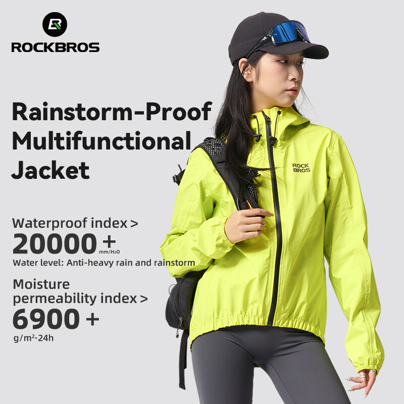 ROCKBROS Rain Jacket Raincoat Windbreaker Cycling Hiking Running Gear Waterproof
