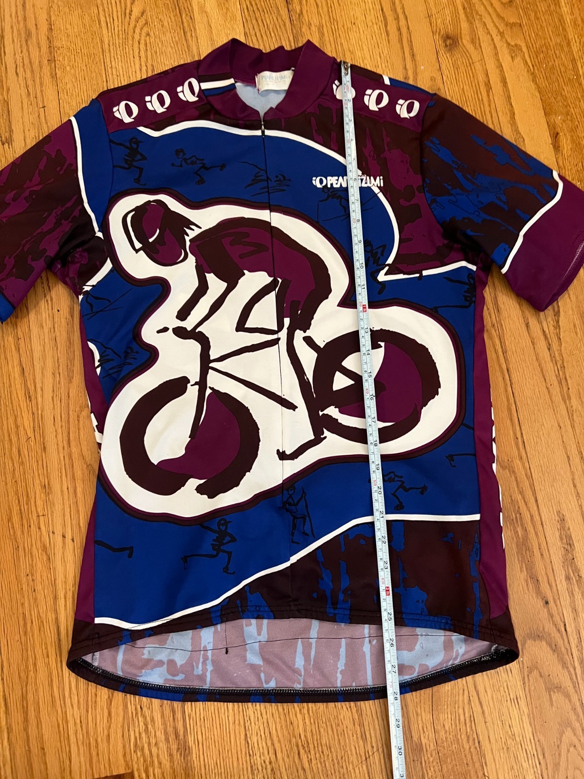 VTG 90s Pearl Izumi 3/4 Zip Cycling Jersey Sz Large Bicycle Abstract Sketch USA