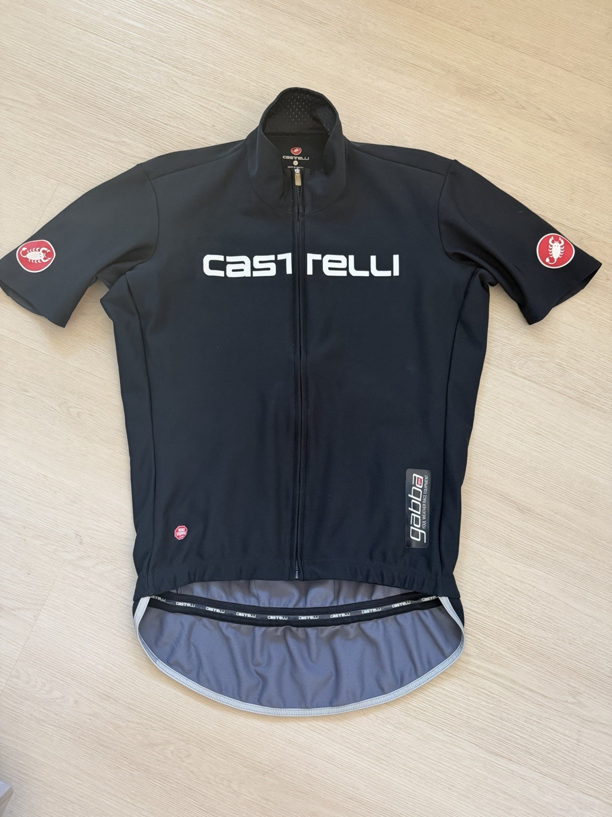 Castelli Black Rosso Corso Gabba Full Zip Windstopper Cycling Jersey Mens XL