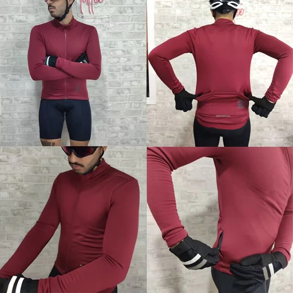 Winter Cycling Jersey Men’s Long Sleeve Tops Thermal Fleece Road Bike Jacket MTB