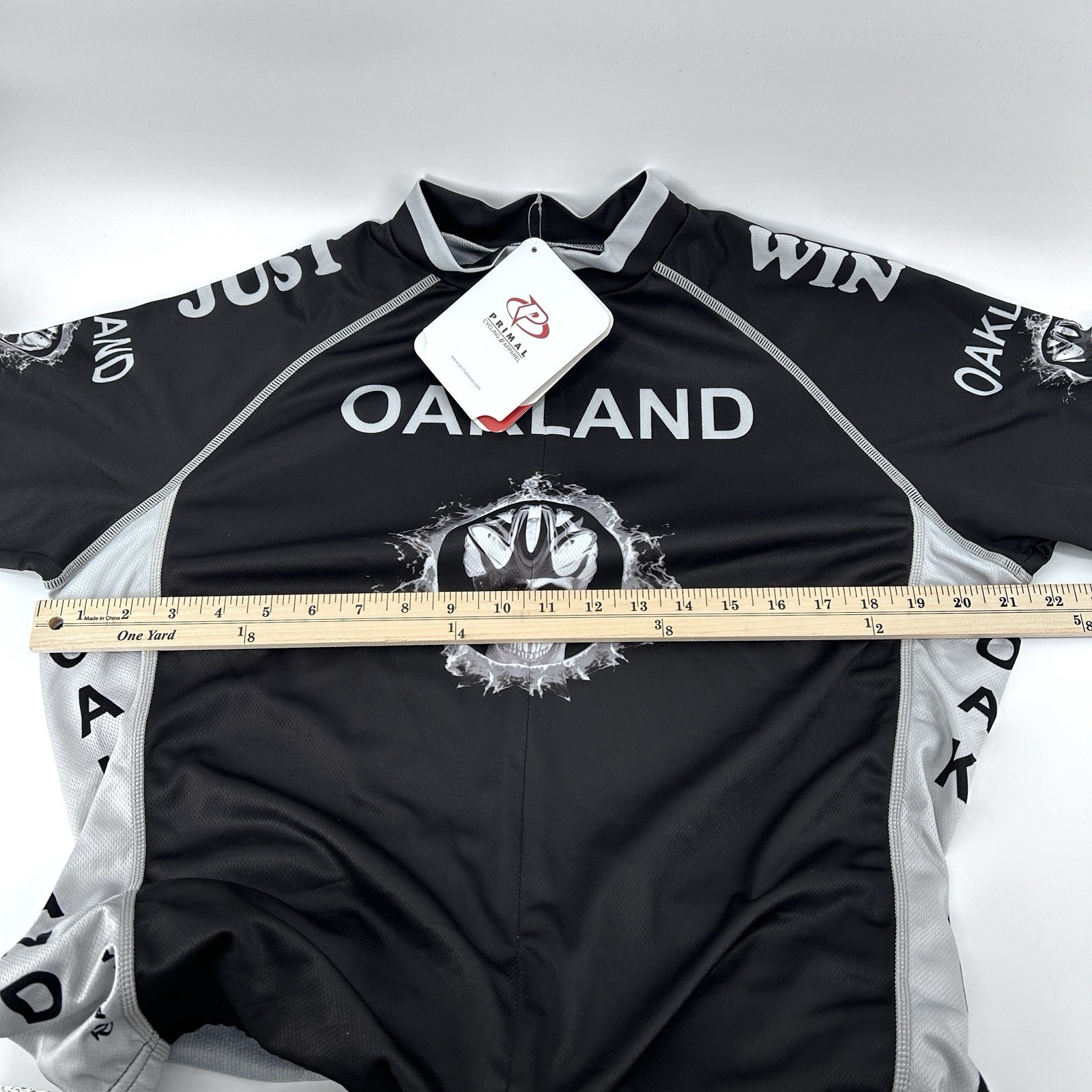 Primal Cycling Jersey Mens L Race Fit Oakland Black Hole Skull Full Zip Edgy