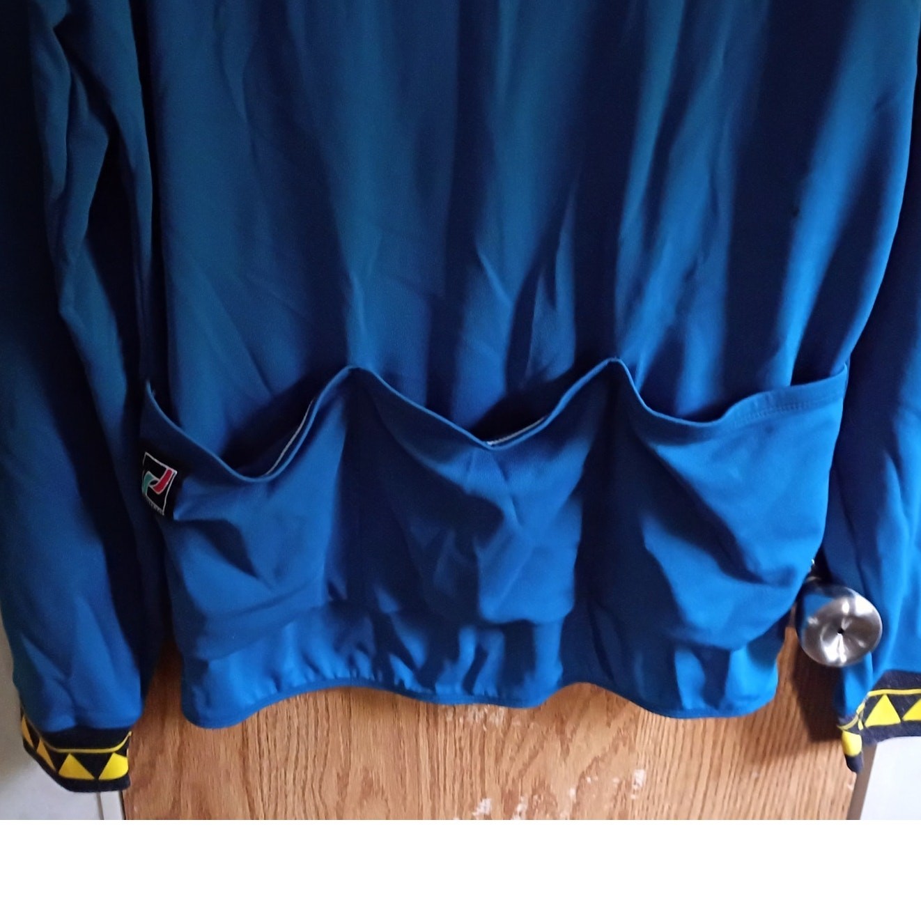Vintage 80s 90s RJ Cyclewear Blue Full Zip Cycling Jersey L USA Rear Pockets