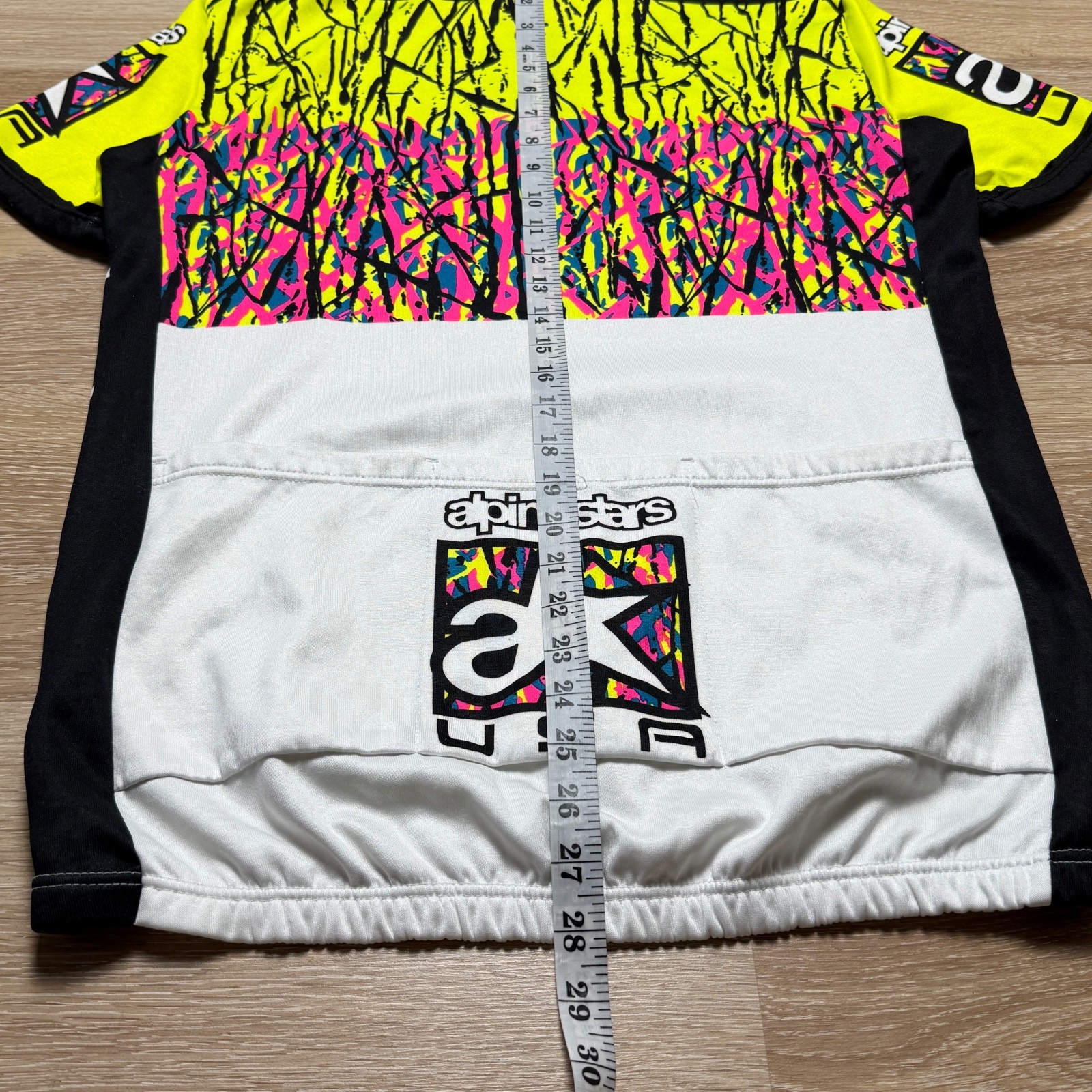 Rare Vintage 90s Alpinestars USA Cycling Retro Jersey Neon Splatter T-Shirt Sz L