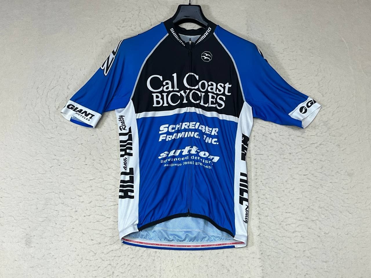 Zoca Cycling Jersey Men Size XL Blue Full Zip 3 Back Pockets Made In USA