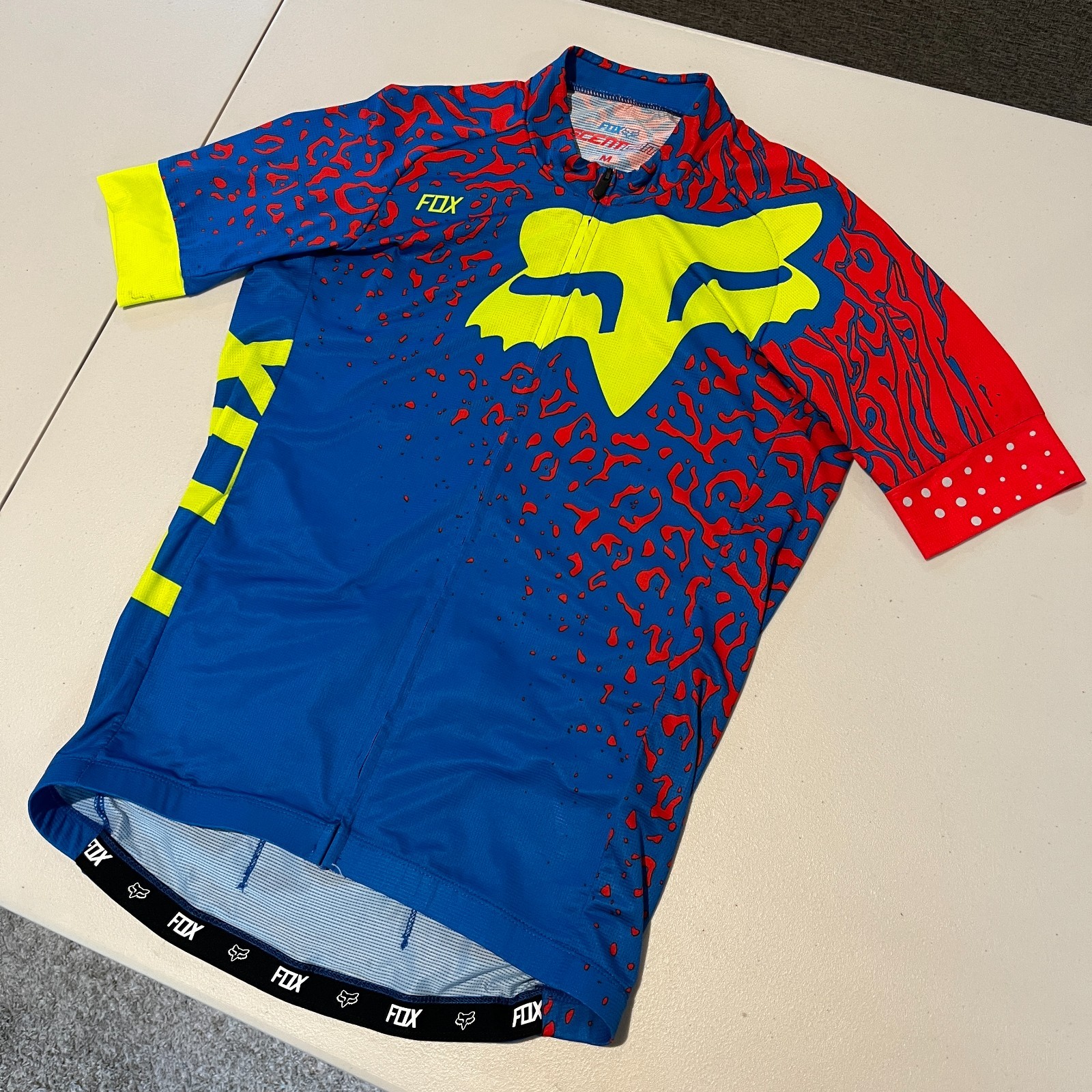 Fox Ascent Pro Jersey Mens Medium Full Zip Racing Biking MTB Multi-Color