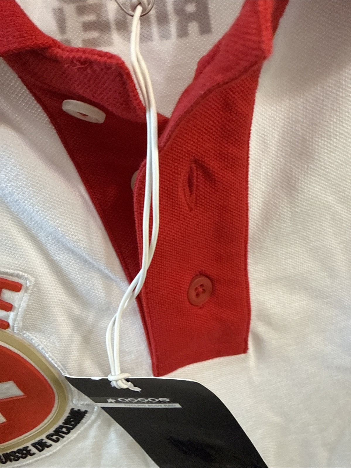 ASSOS SS Suisse Fed Signature Polo Shirt White with Red – Men’s Medium