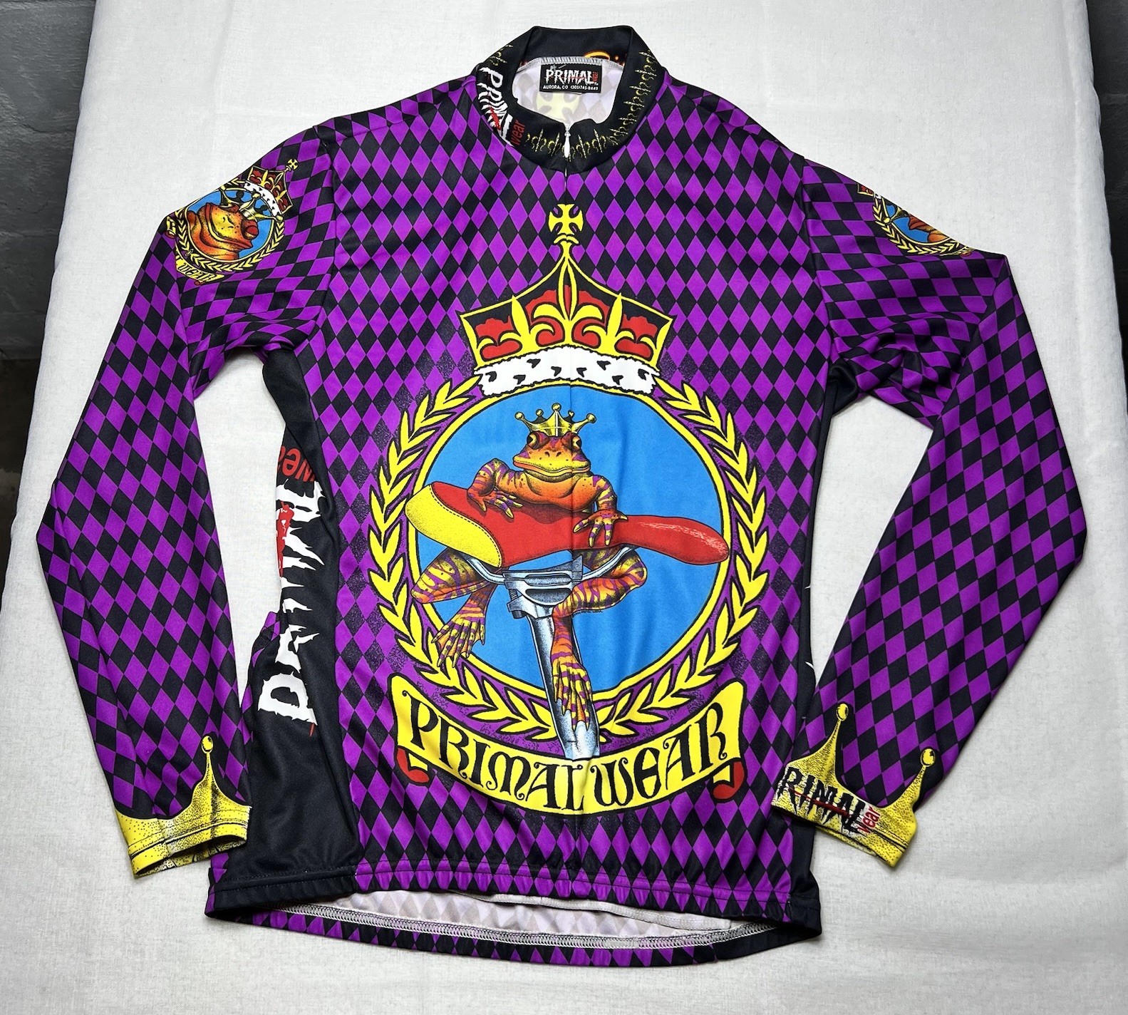 Primal Wear Prince Of Rides Cycling Jersey Mens Medium Purple Frog MTB USA
