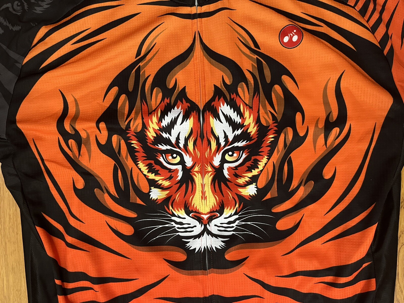 Weimostar Cycling Jersey Fire Tiger Full Zip Bike Shirt Orange Red XL