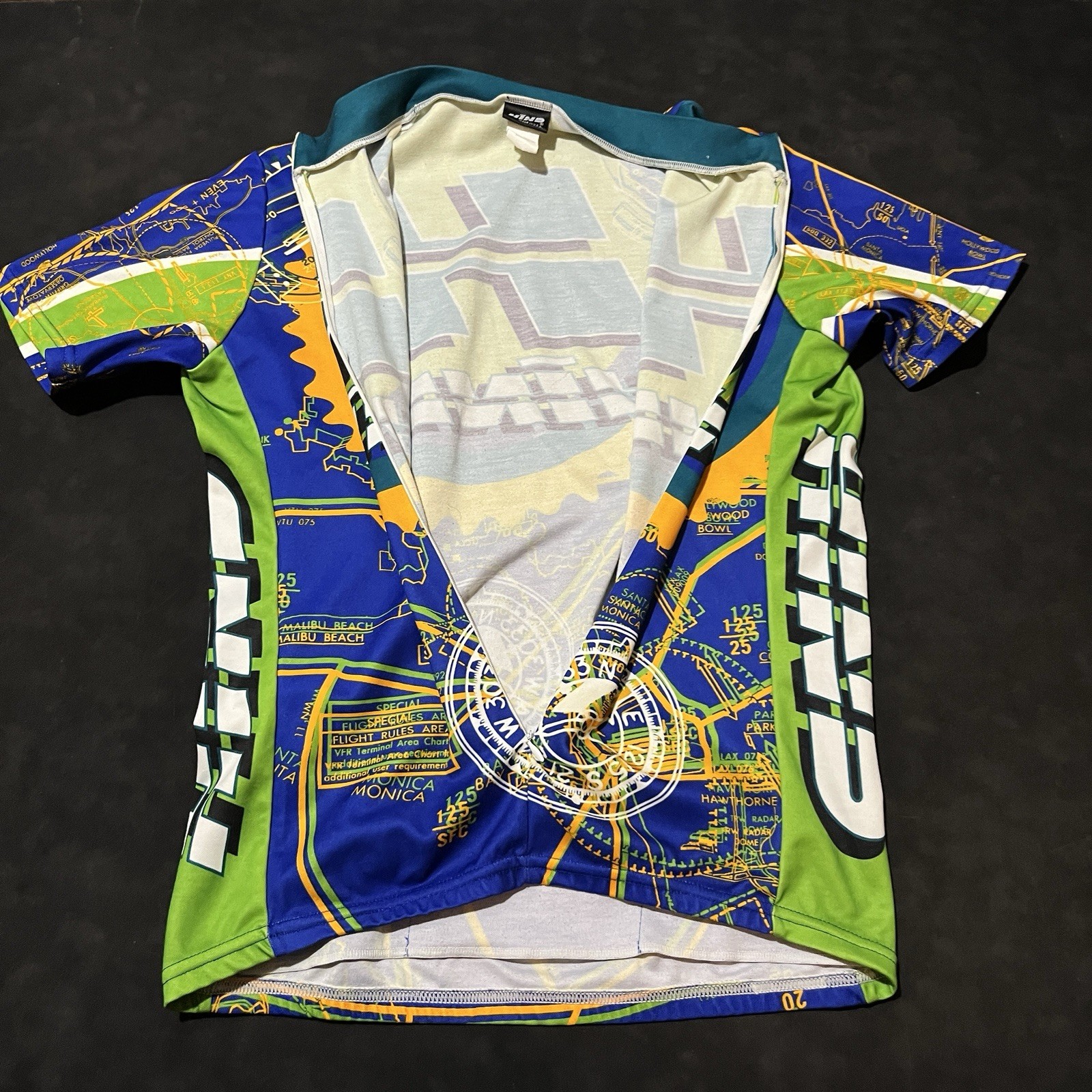 Vintage Hind Cycling Jersey USA Made 90s Canari Florida Orange Green Pockets Zip