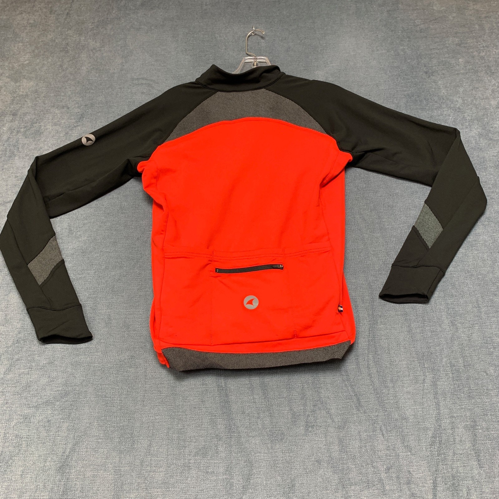 Pactimo Cycling Jersey Mens Small Black Red Raglan Sleeve Mock Neck Full Zip