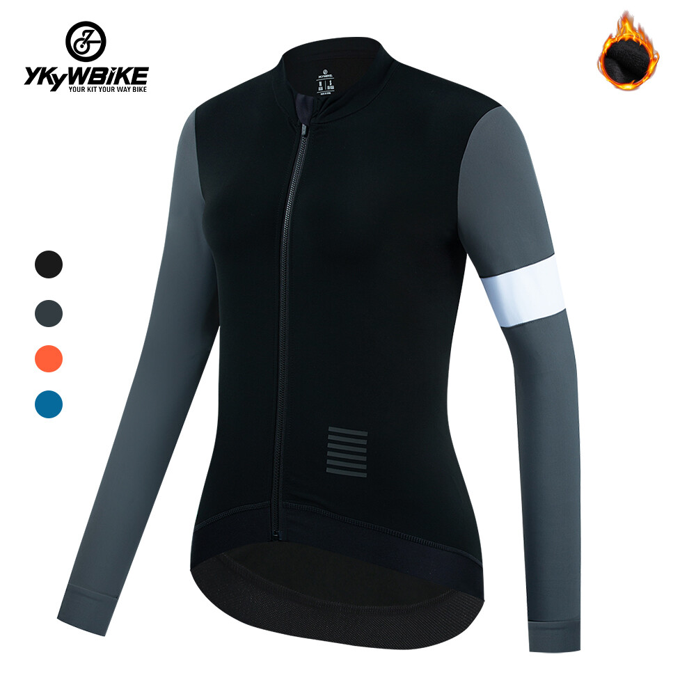 Women Cycling Thermal Fleece Jersey Winter Long Sleeve Bike Shirt Racing Clothes
