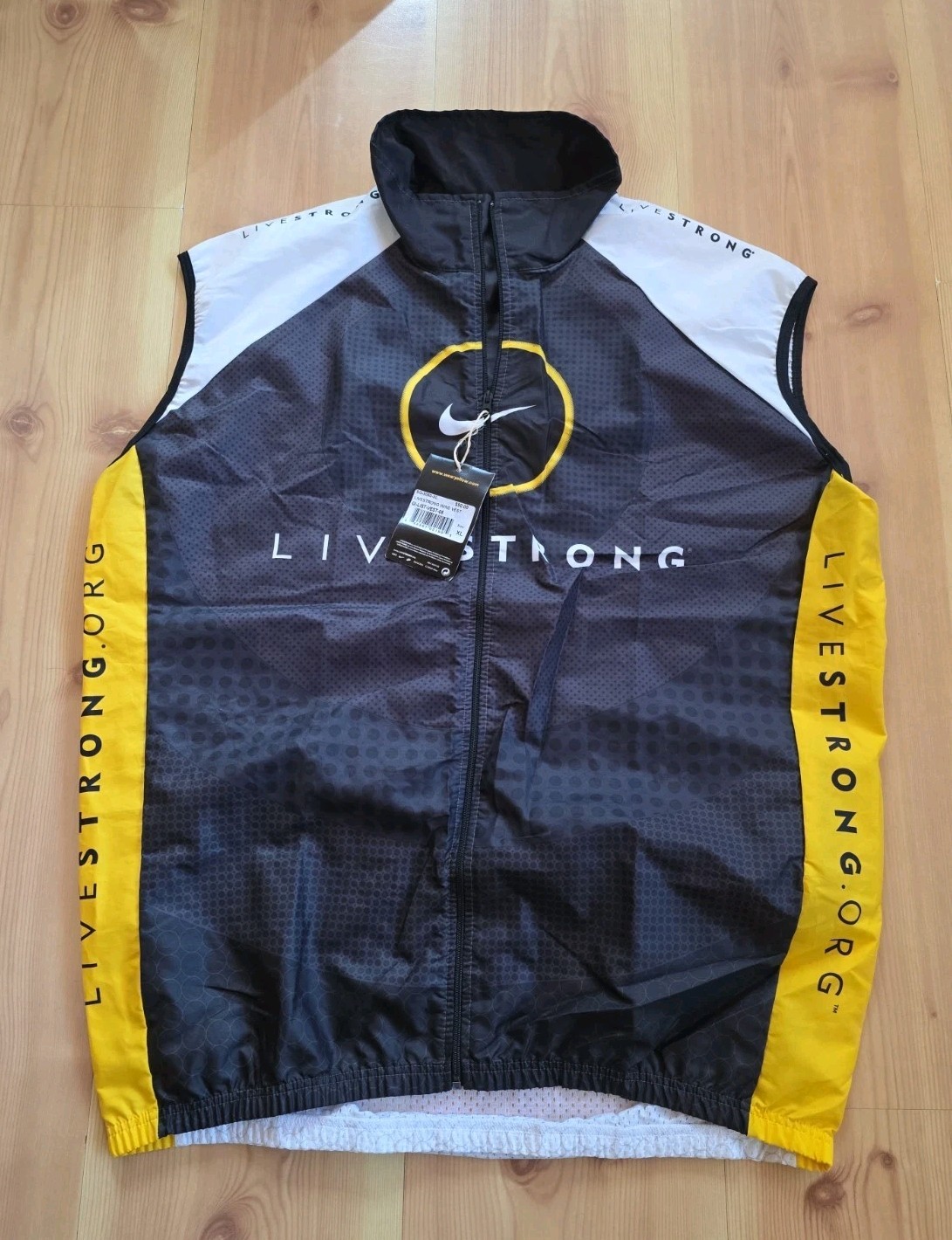 NWT Livestrong Nike Men’s Cycling Jersey Vest Full Zip Mesh Back Italy Sz XL