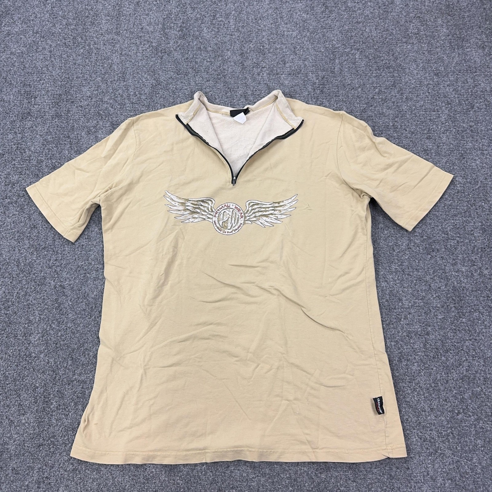 Primal Wear Cycling Jersey Shirt Mens XL Beige Gargoyle Gothic Wings Graphic
