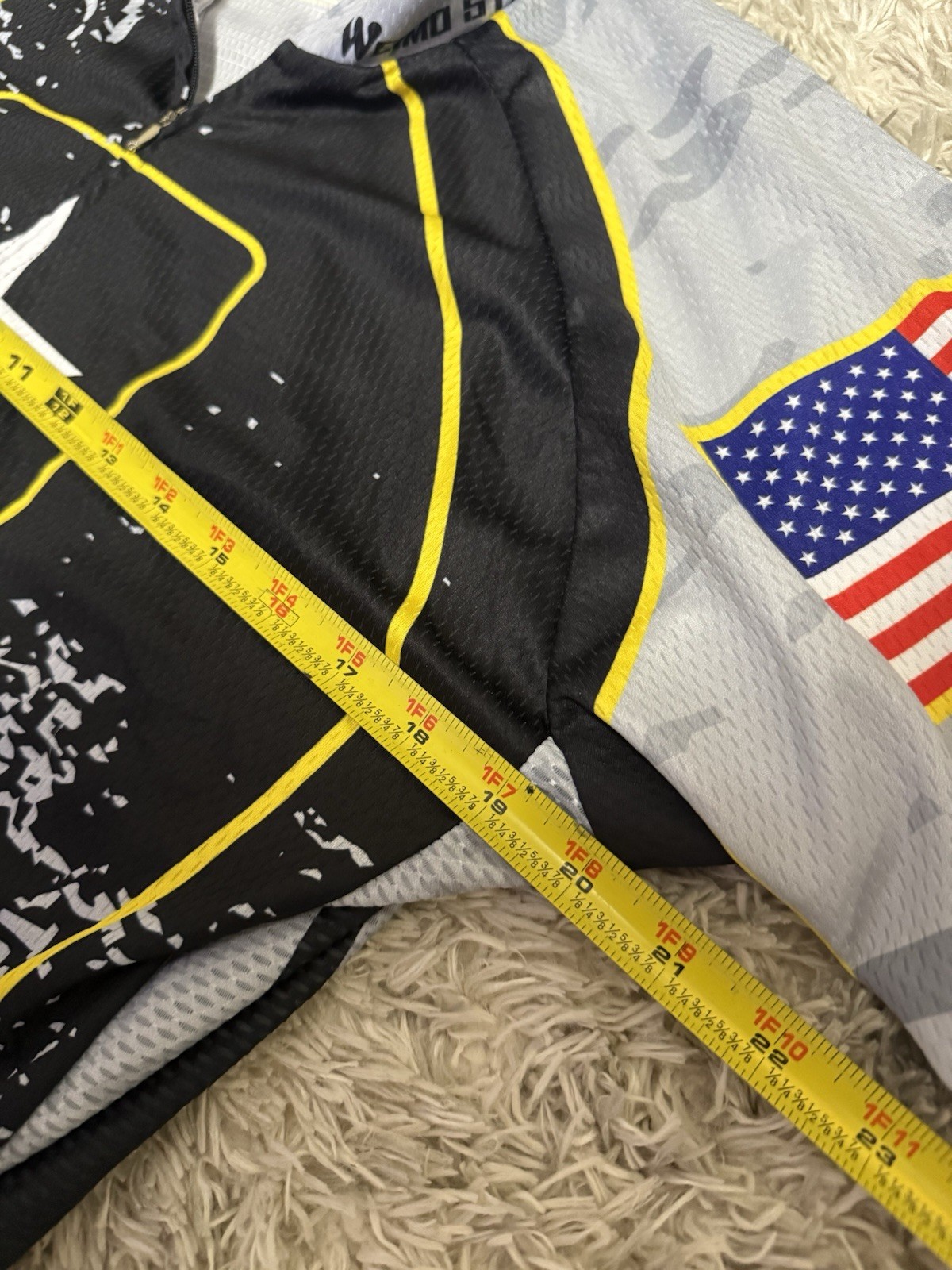 WEMTOSTAR USA Army Cycling Jersey Men’s XXXL Black Gray Full Zip Bicycle Shirt
