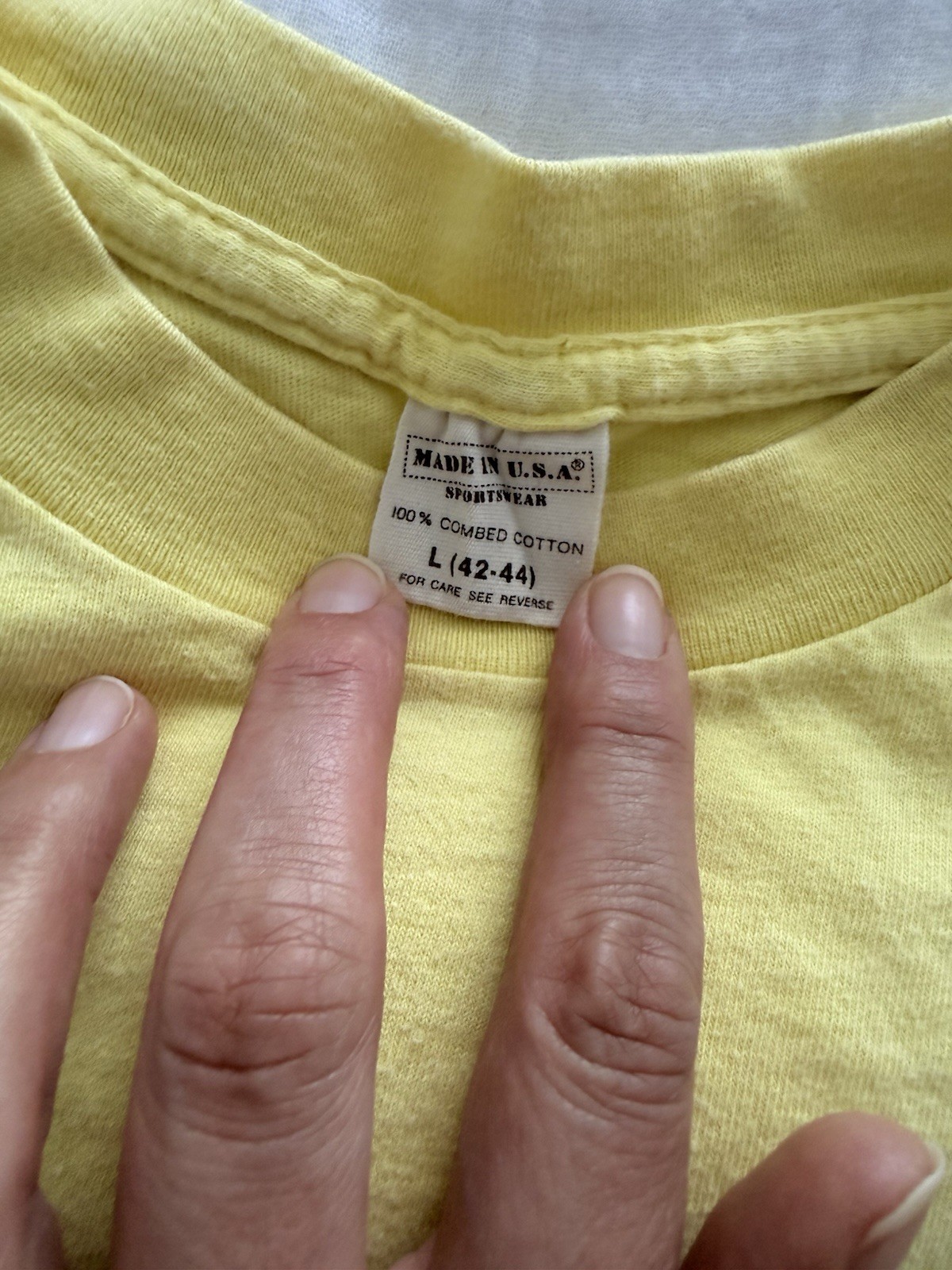 VTG Cinelli Yellow Cycling T-Shirt Logo Rear Pockets Crew Neck 100% Cotton L