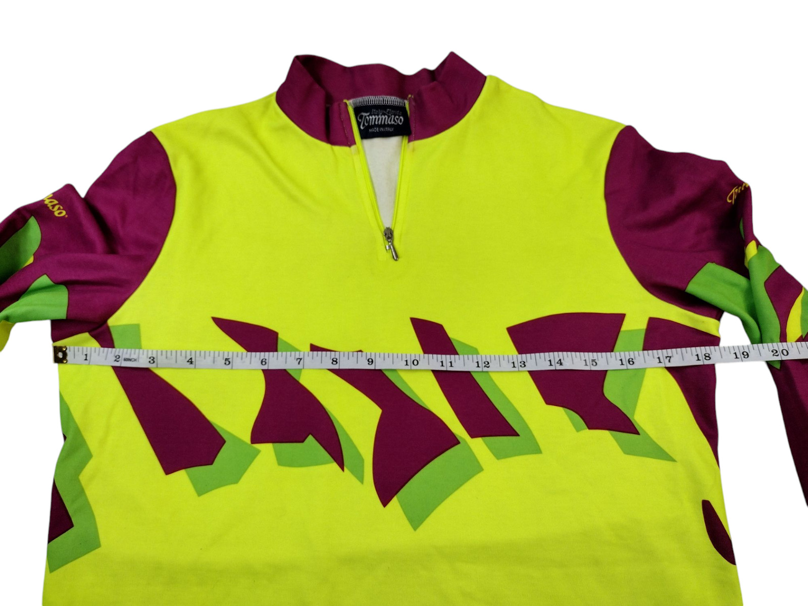Vtg Cycling Jersey Mens Medium Yellow Maroon Colorful Tommaso Long Sleeve Italy