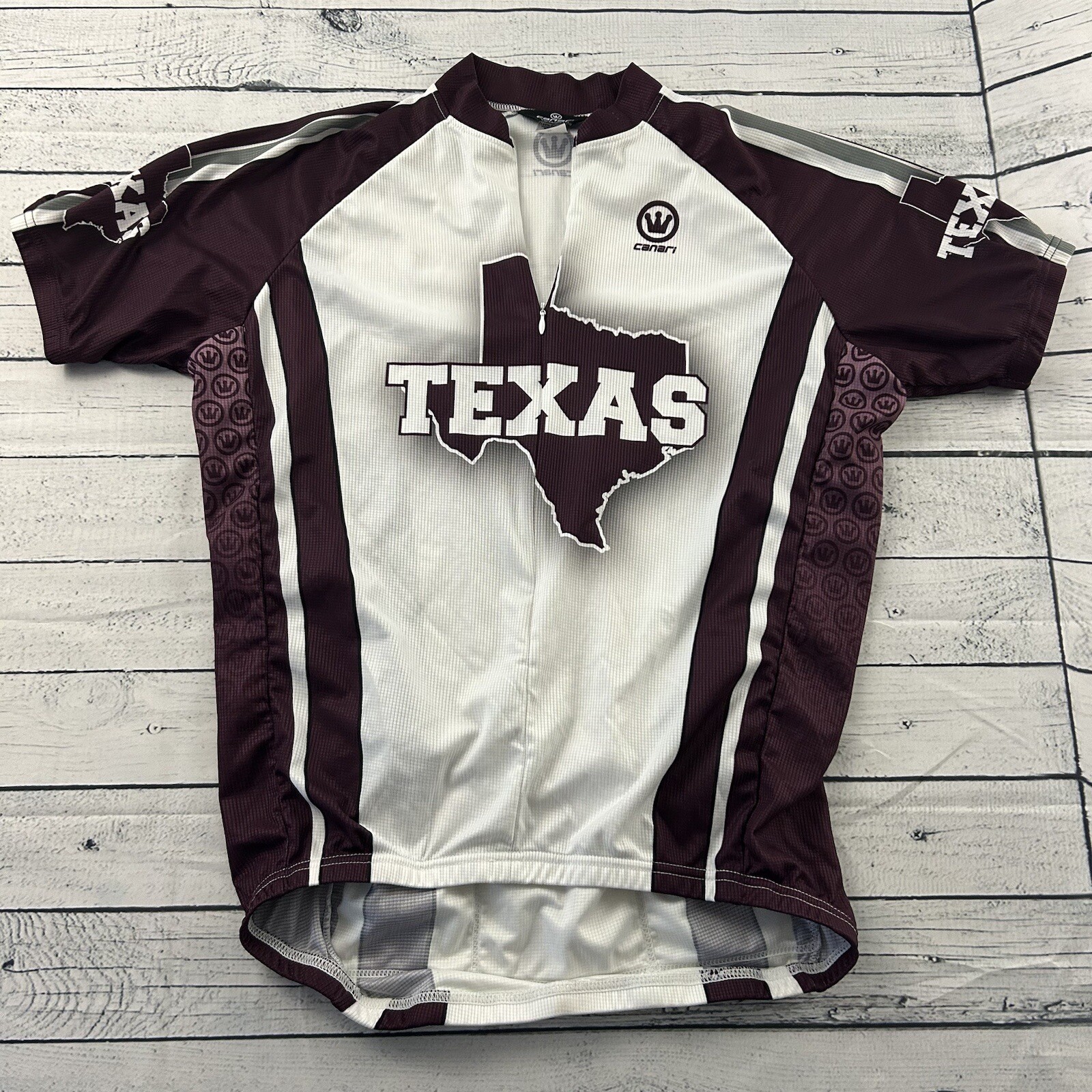 Canari Texas 3/4 Zip Short Sleeve Cycling Jersey Men’s Medium Maroon White