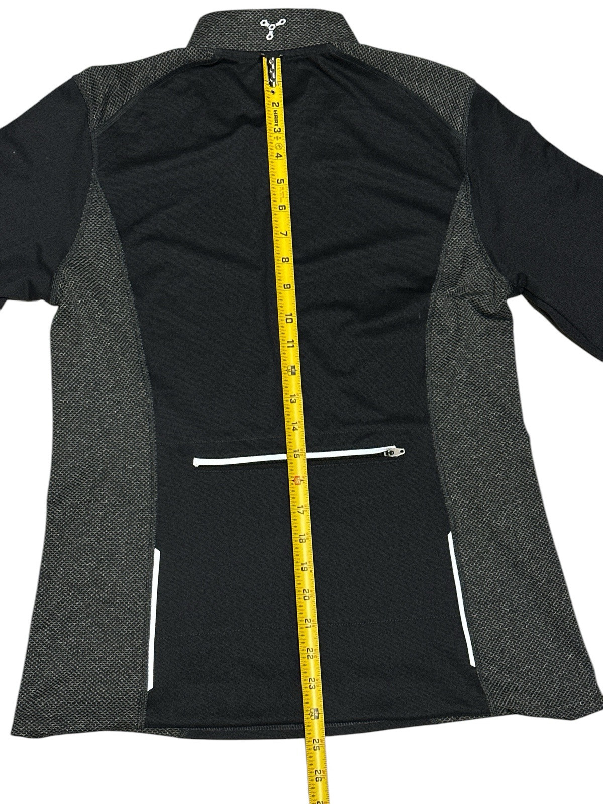 Trayl Cycling Black/Gray Long Sleeve Quarter Zip W/Back Zip Pocket Jersey Size M