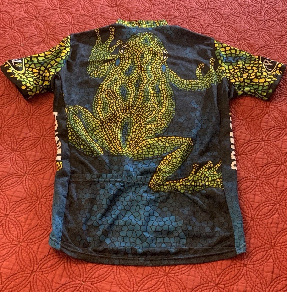 Primal Wear Cycling Jersey Men’s SMALL Coolmax Frog Mosaic Made In USA Vintage