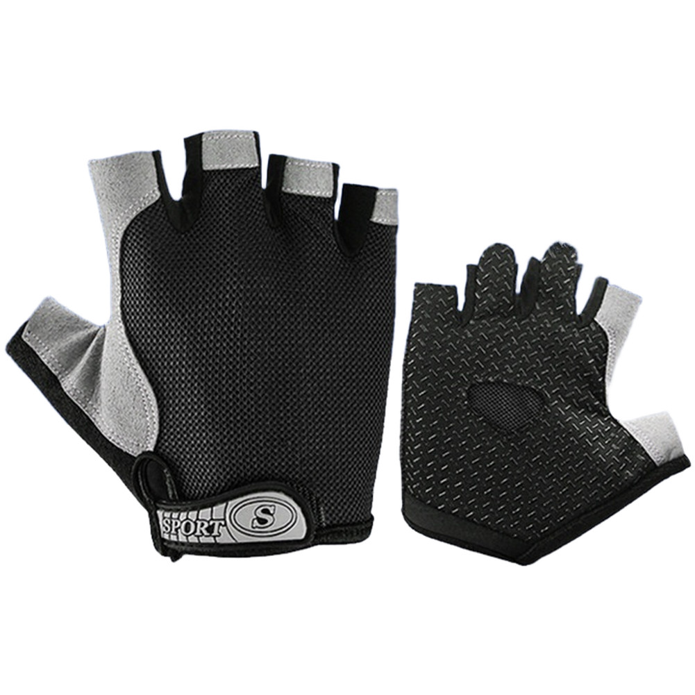 Youth Half Finger Sports Gloves for Cycling Skating with Adjustable Wrist Strap