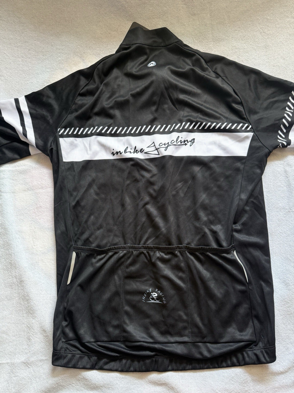 INBIKE IM319 Cycling Jersey Full Zip Pockets 100% Polyester Black/White L/XL