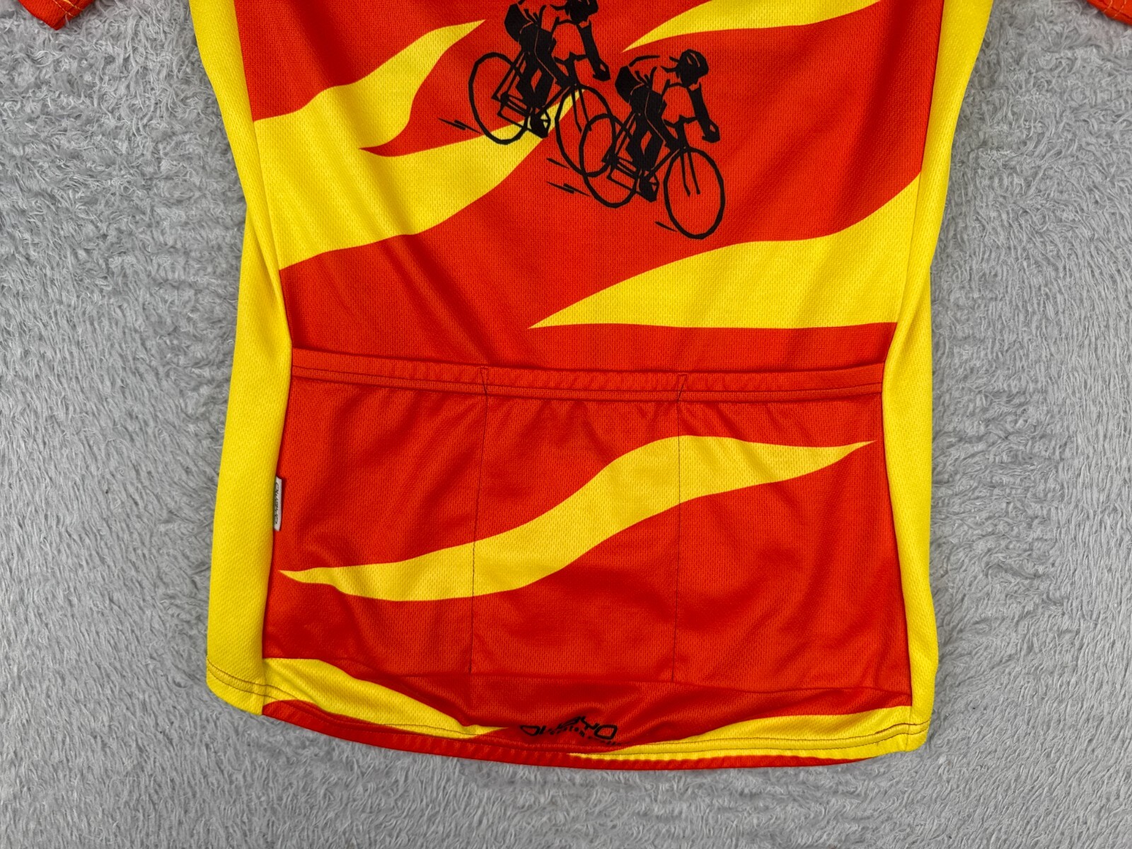 Owayo Cycling Jersey Men Medium Red Yellow Tiger Stripe 1/2 Zip City Of Sterling