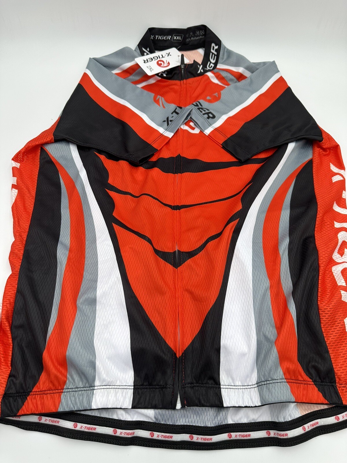 X-Tiger Men’s Cycling Jersey Black Size 2XL Short Sleeve Full Zip