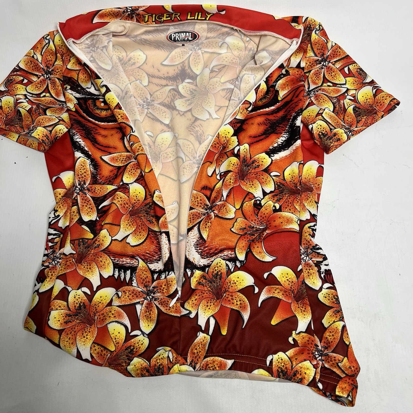 Primal Wear Cycling Jersey Women’s Medium Tiger Lily AOP 100% Coolmax DK700X
